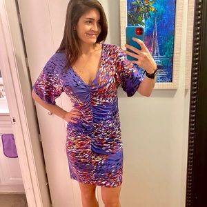 Ali Ro Sz 6 Purple Silk Ruched Dress